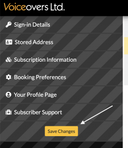 If you make any changes you must remember to click the Save Changes button, which will store your changes and reload the page.