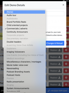 When you open the drop-down, a 'tick' will appear next to a category if it's already assigned to this demo.